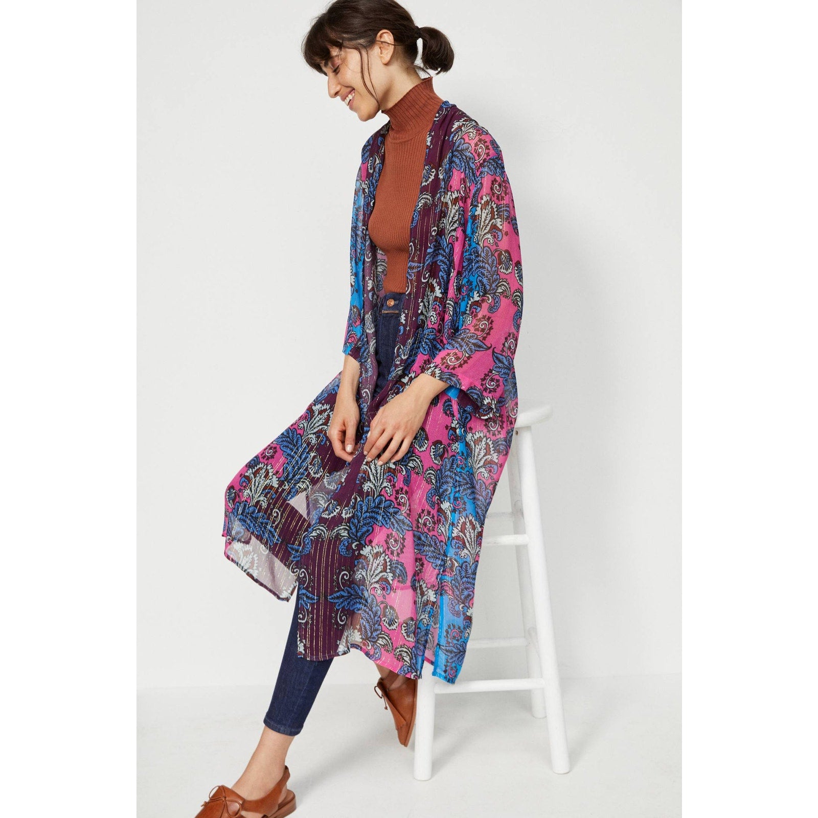 New Anthropologie BL-NK Alexandra Duster Bohemian Kimono $148 ONESIZE Floral