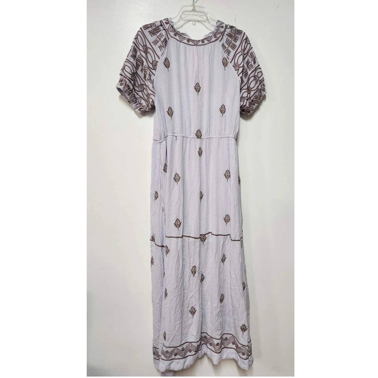 New Free People Riley Embroidered Button Front Midi Dress $188 SMALL Stardust
