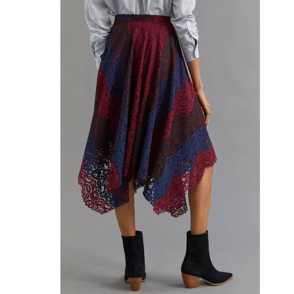New Anthropologie Sachin & Babi Lace Handkerchief Midi Skirt $190 SIZE 0