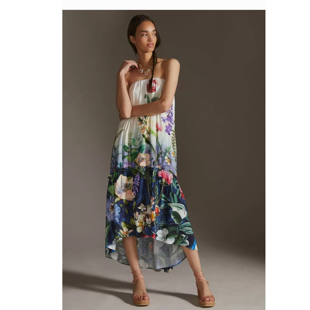 New Anthropologie Floral Maxi Dress $190 SMALL Removable Straps Boho