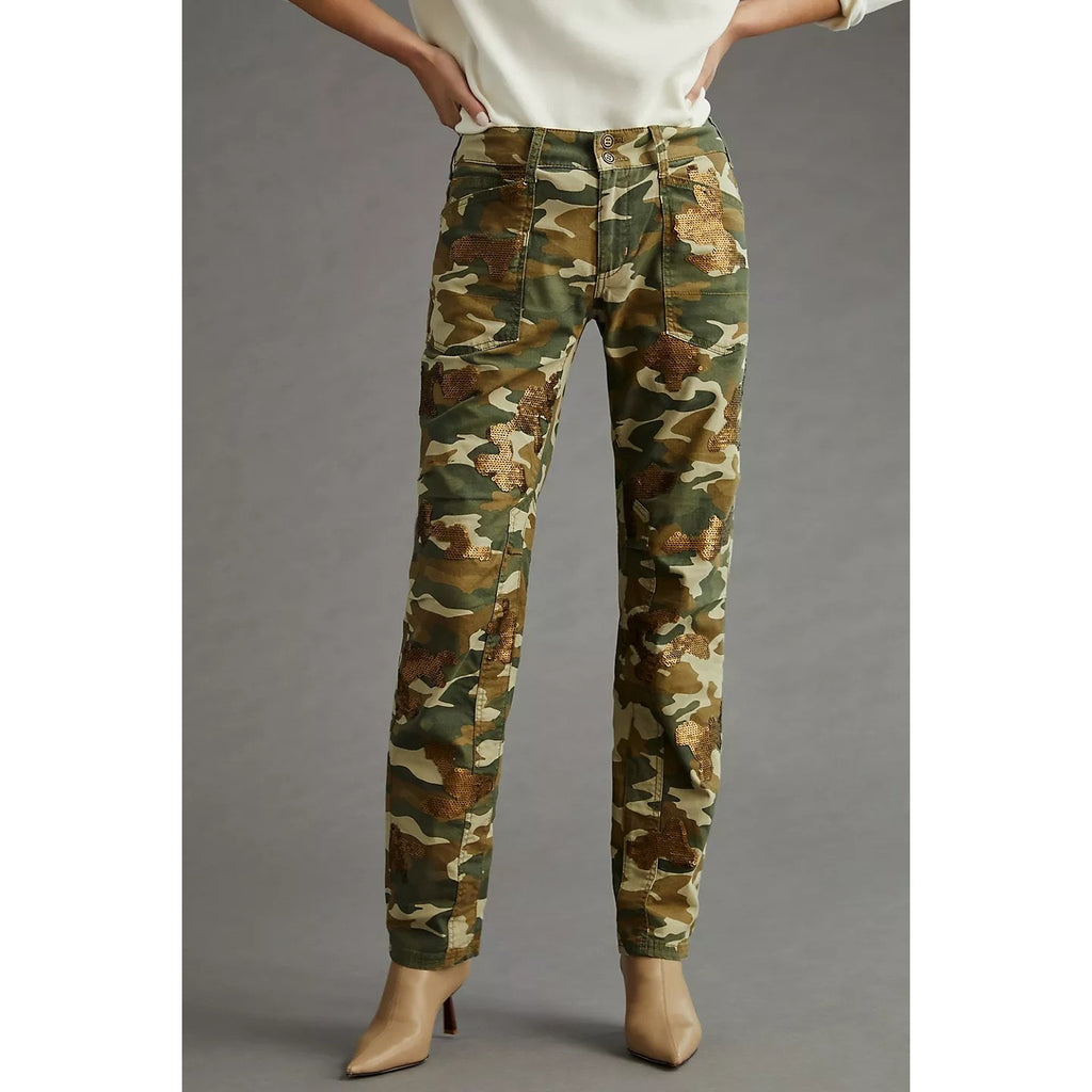 New Anthropologie Pilcro The Wanderer Sequined Low-Rise Pants SIZE 27T