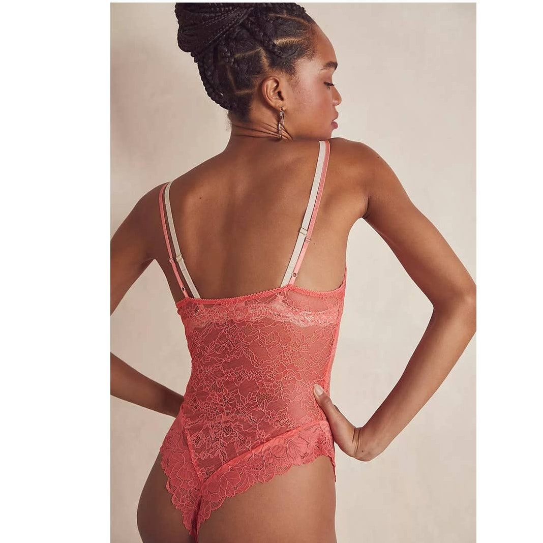 New Free People INTIMATELY One Touch Bodysuit $78 SMALL Watermelon