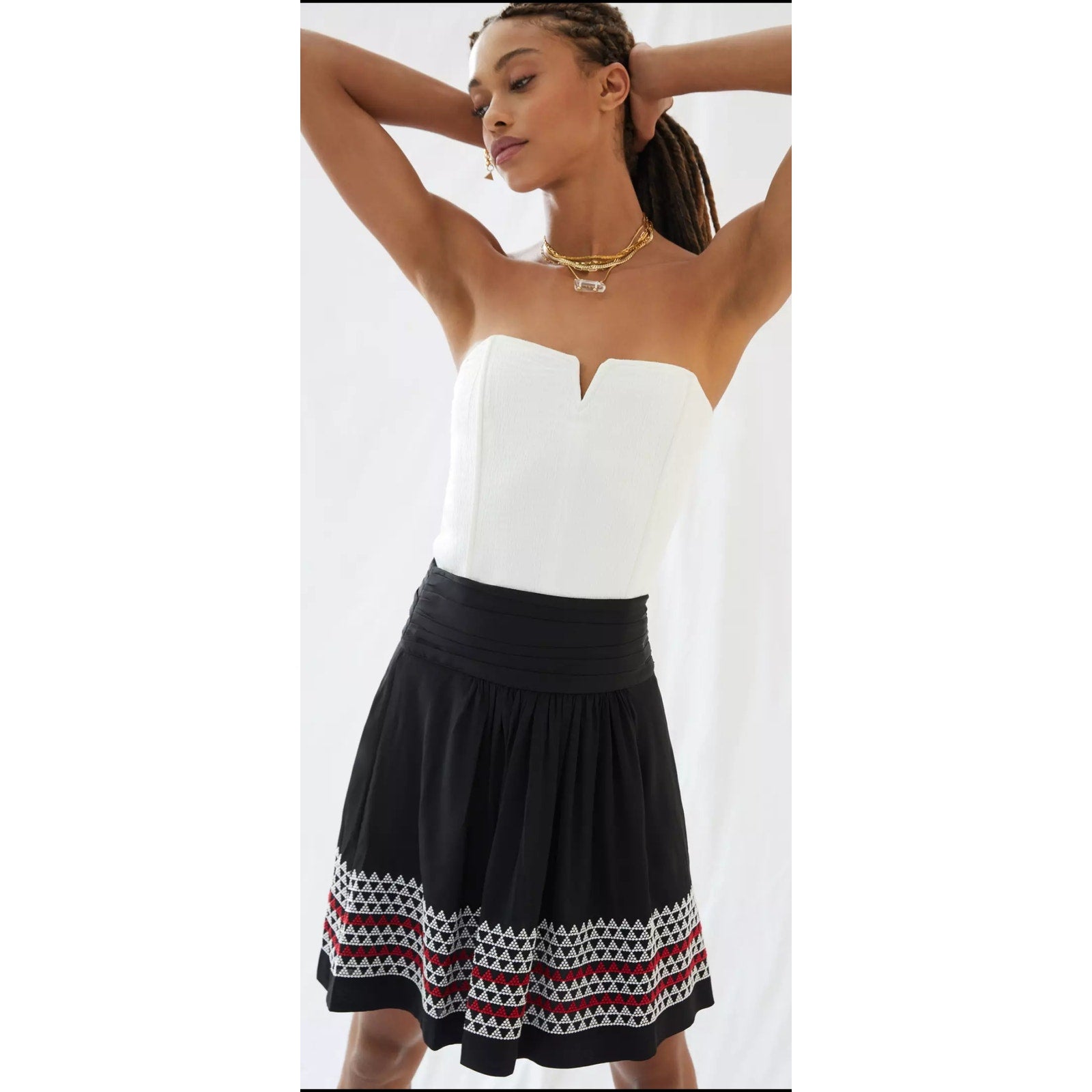 New Anthropologie Magali Pascal Embroidered Mini Skirt $260 X-SMALL Black