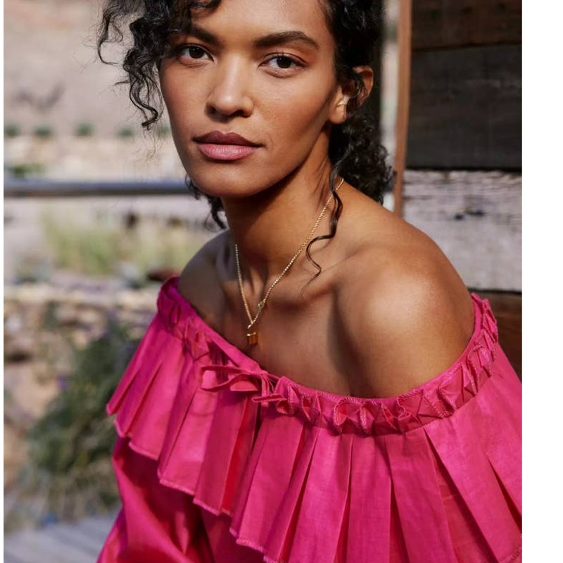 New Anthropologie MARGO BARIDON Priscilla Ruffled Blouse $168 XS Long Sleeve