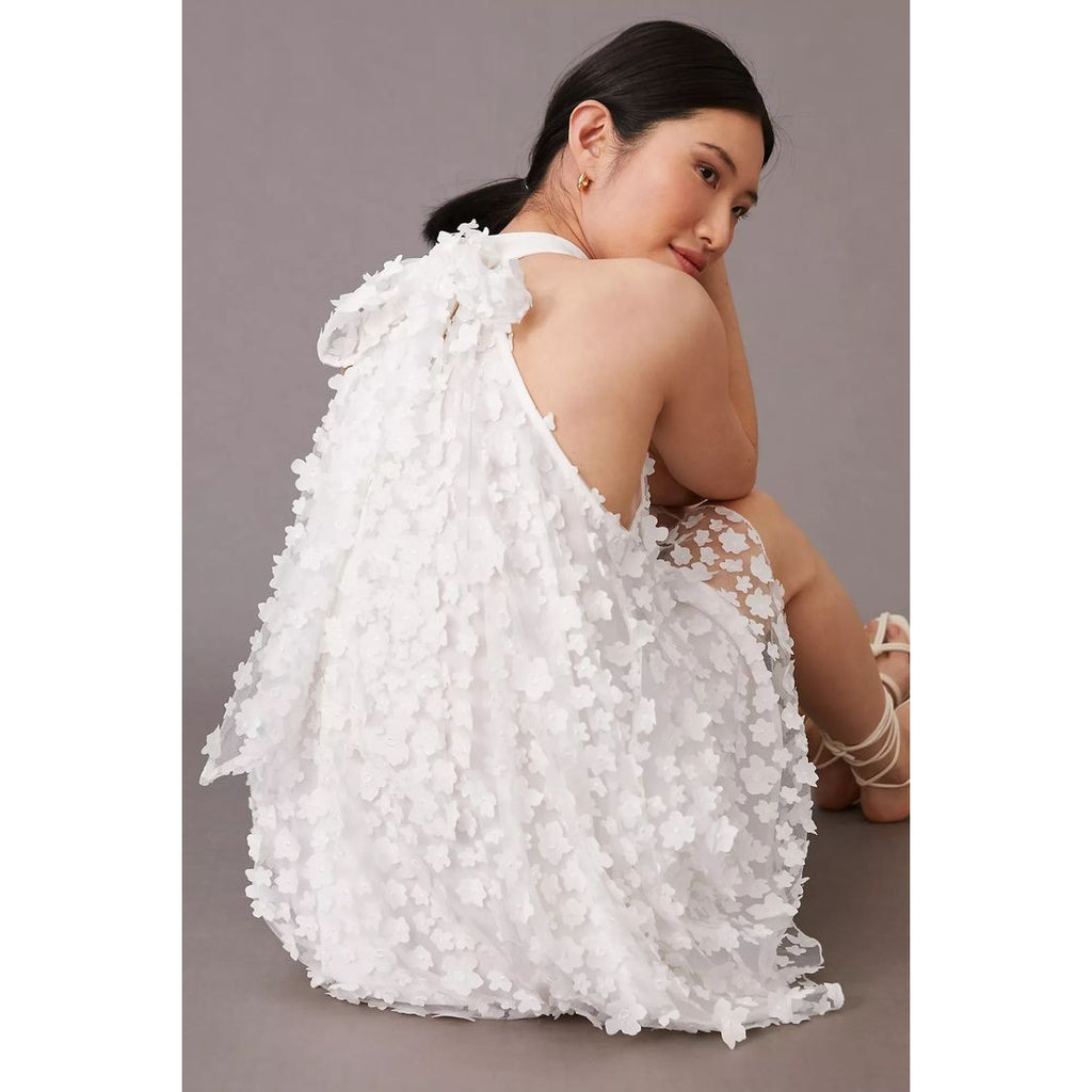 New Anthropologie Eva Franco Halter Swing Mini Dress $190 SIZE 8 White