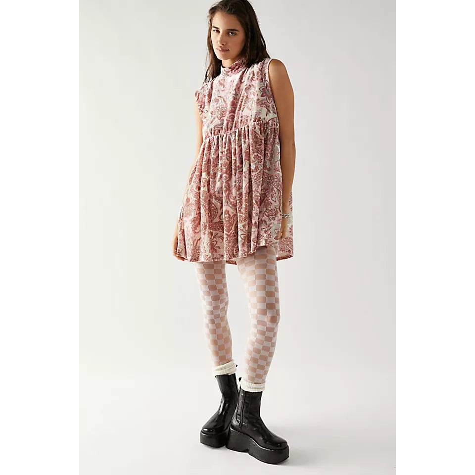 New Free People All The Time Velvet Mini Dress $168 X-SMALL Pink Petal