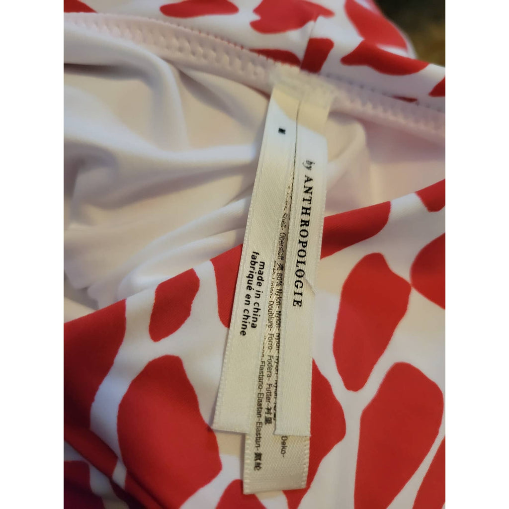 New Anthropologie Kimmie Halter One-Piece Swimsuit $128 RED Medium