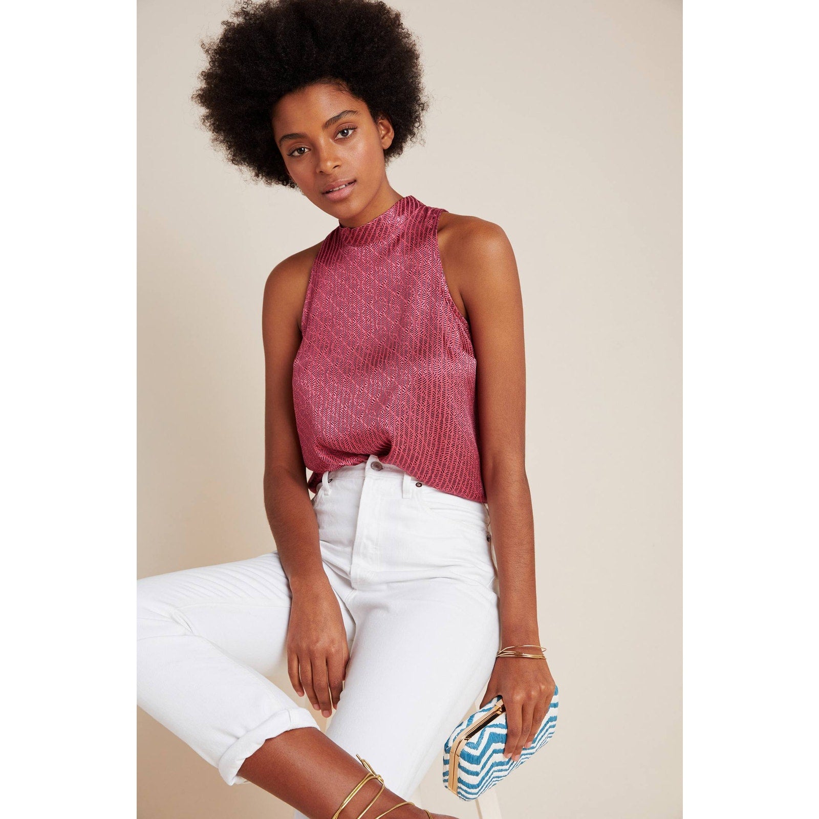 Anthropologie Maeve High Neck Back Tie Tank