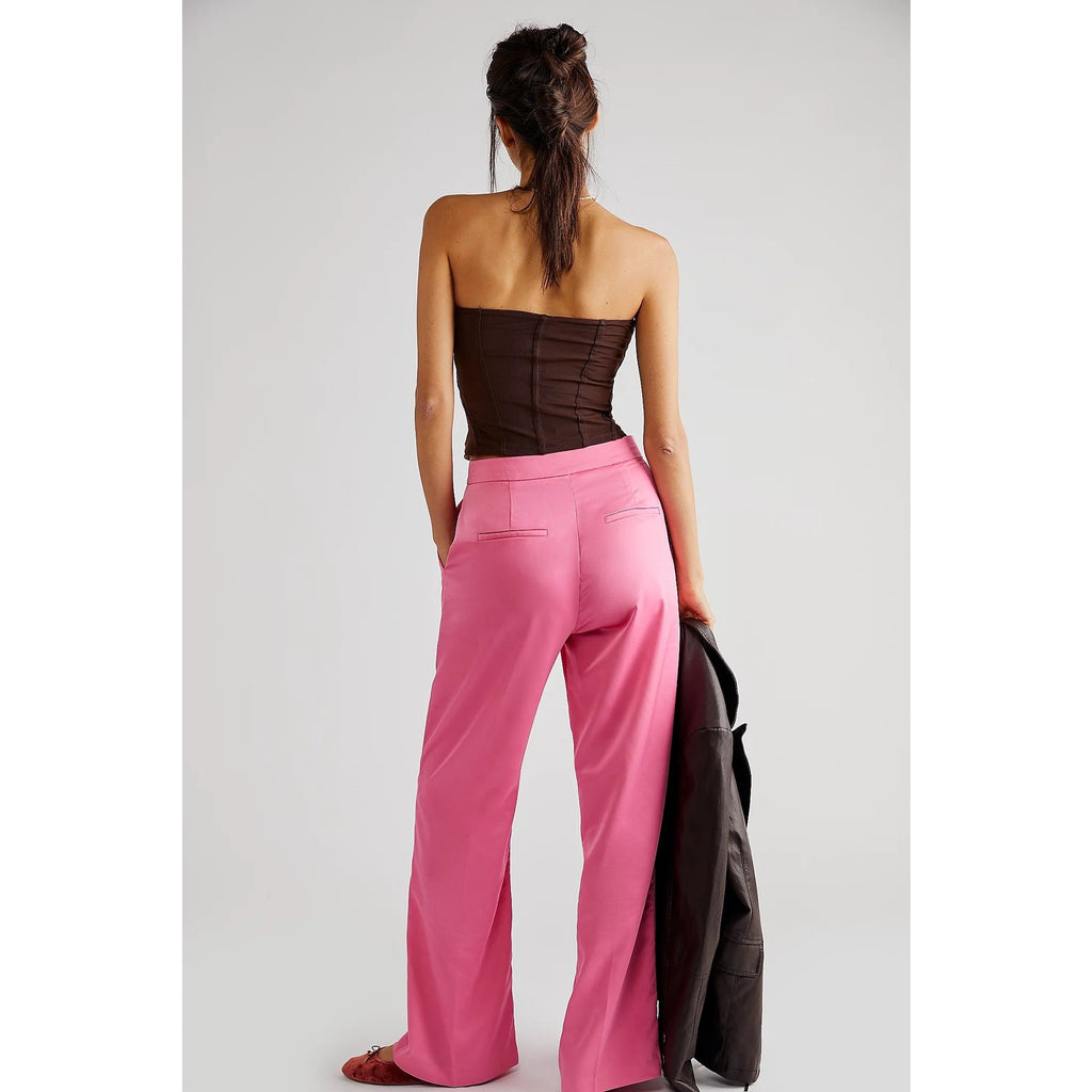 New Free People Cras Samy Wide-Leg Pants $188 SMALL 36 Pink Classic Trousers