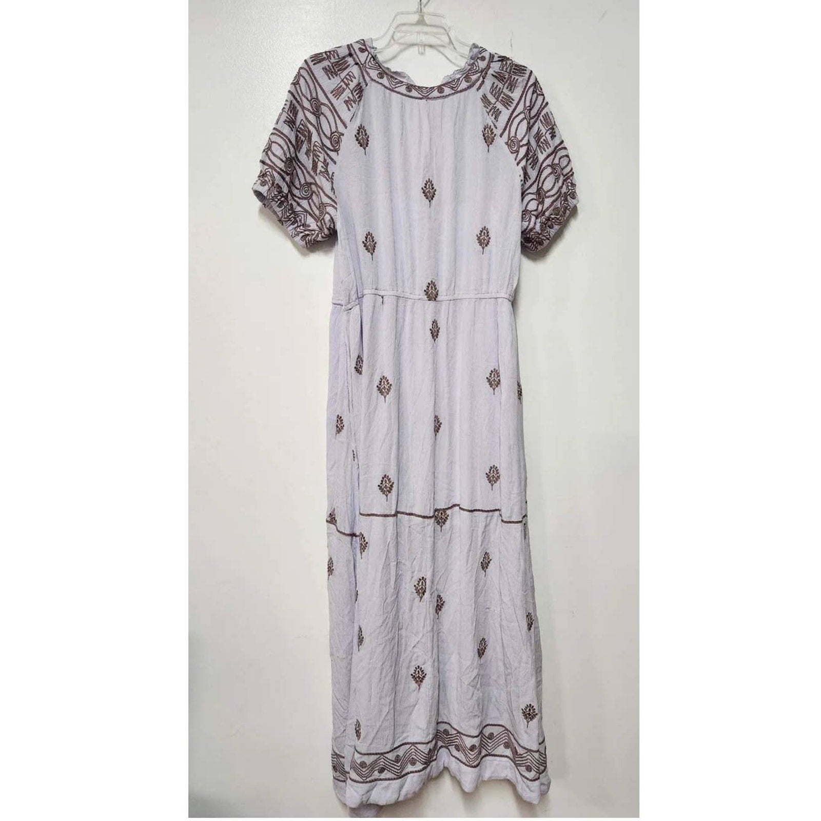 New Free People Riley Embroidered Button Front Midi Dress $188 X-SMALL Stardust