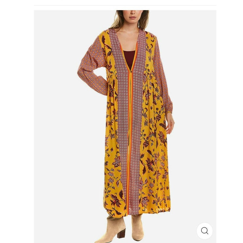 New RAGA Daze in the Sun Kimono $135 SMALL Mustard Bohemian Floral