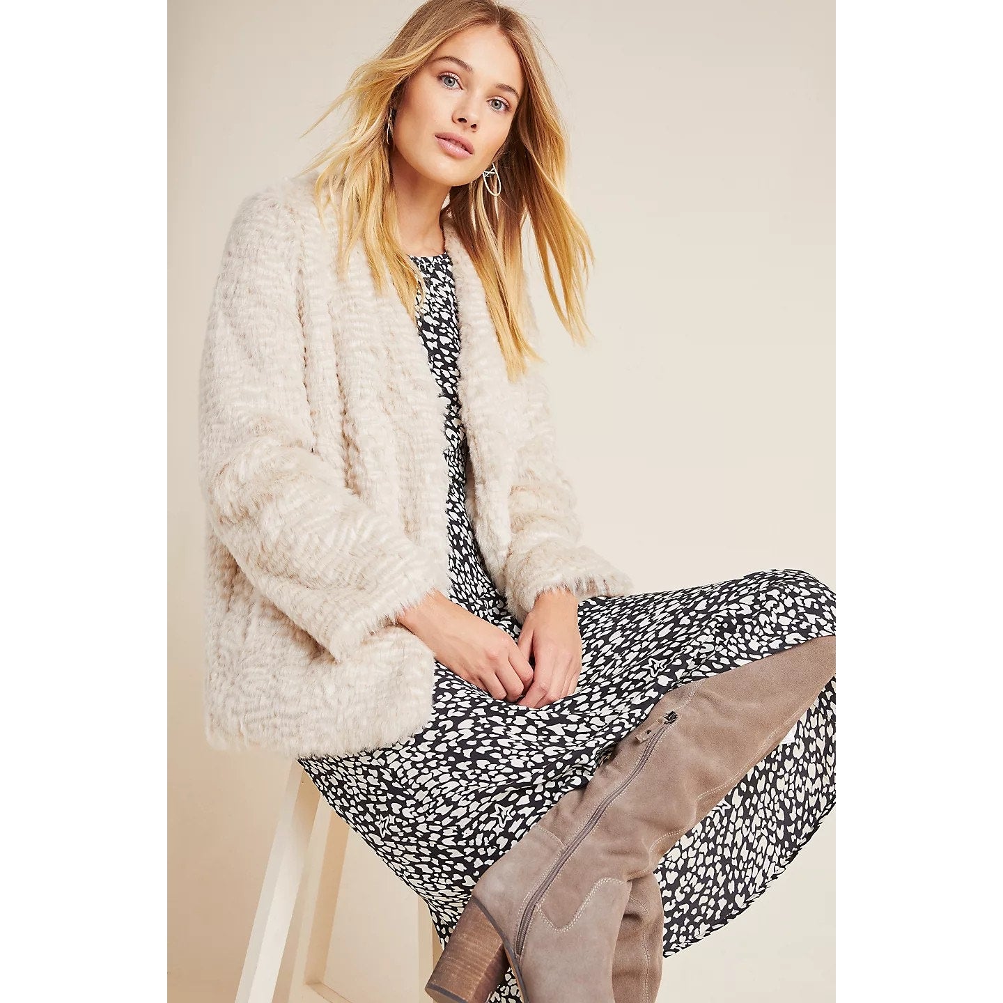 New Anthropologie Noemie Ultra Plush Faux Fur Coat $220