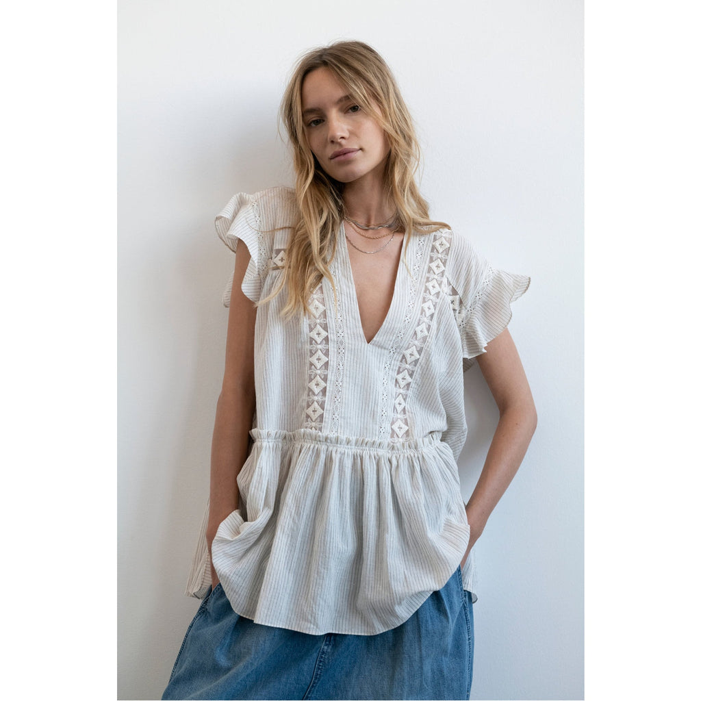 New FREE PEOPLE  Baby Blues Tunic $128 SMALL Ivory Semi-Sheer Mini Cotton