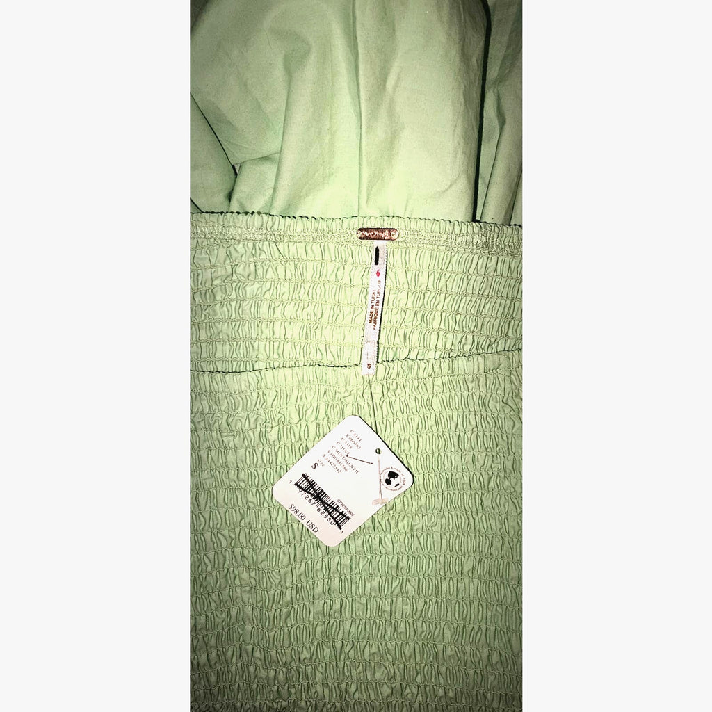 New Free People Ceci Smocked Midi Dress Free-est $98 SMALL Mint Green