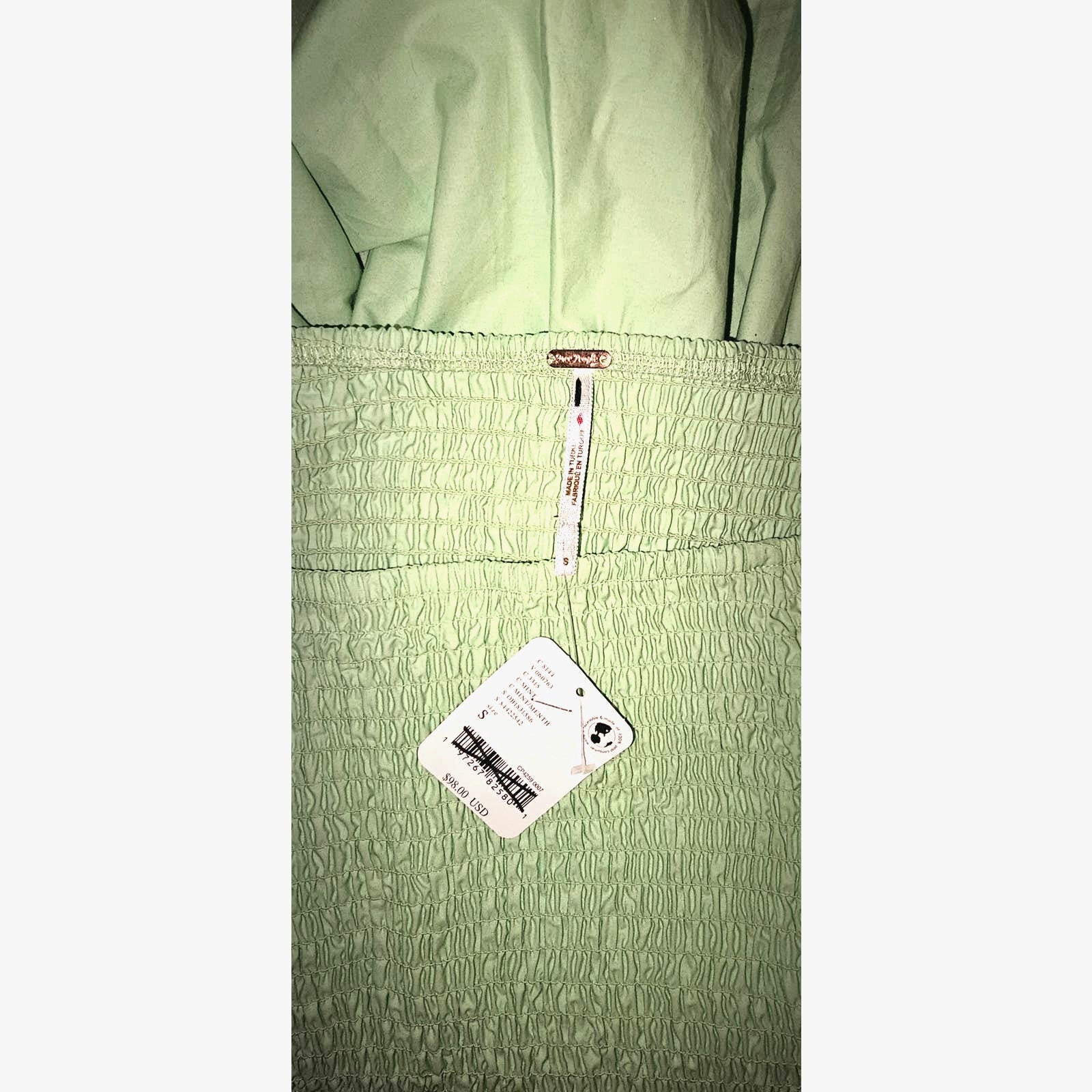 New Free People Ceci Smocked Midi Dress Free-est $98 SMALL Mint Green