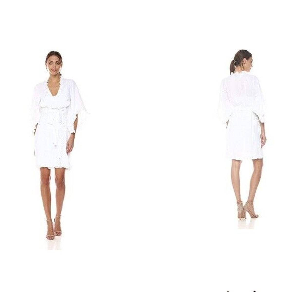 BCBG MAX AZRIA Denisa Woven Cocktail Ruffled Mini Dress WHITE XXS BCBGMAXAZRIA