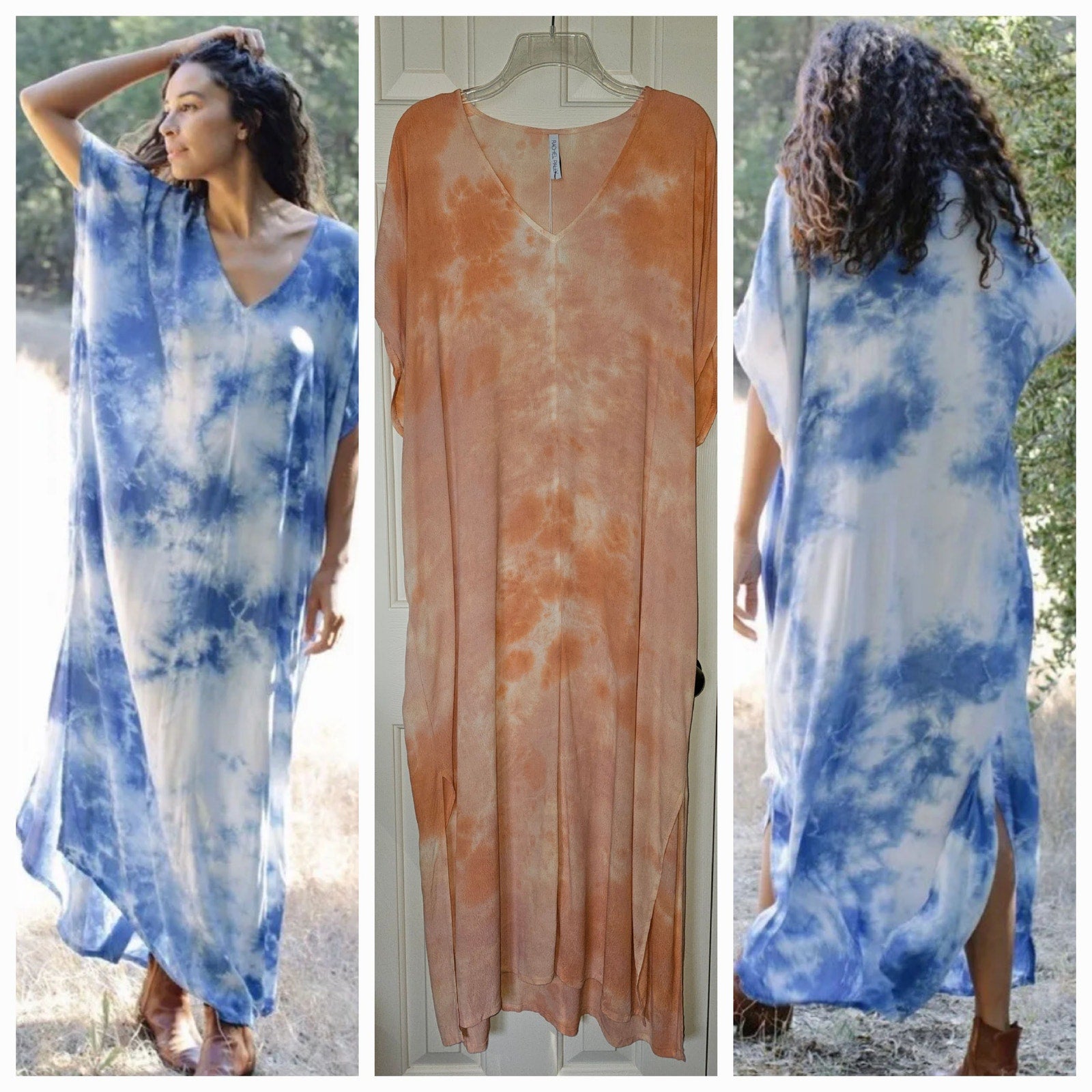 New Rachel Pally Tie Dye Rae Dress Maxi Caftan $298 SMALL Sorbet