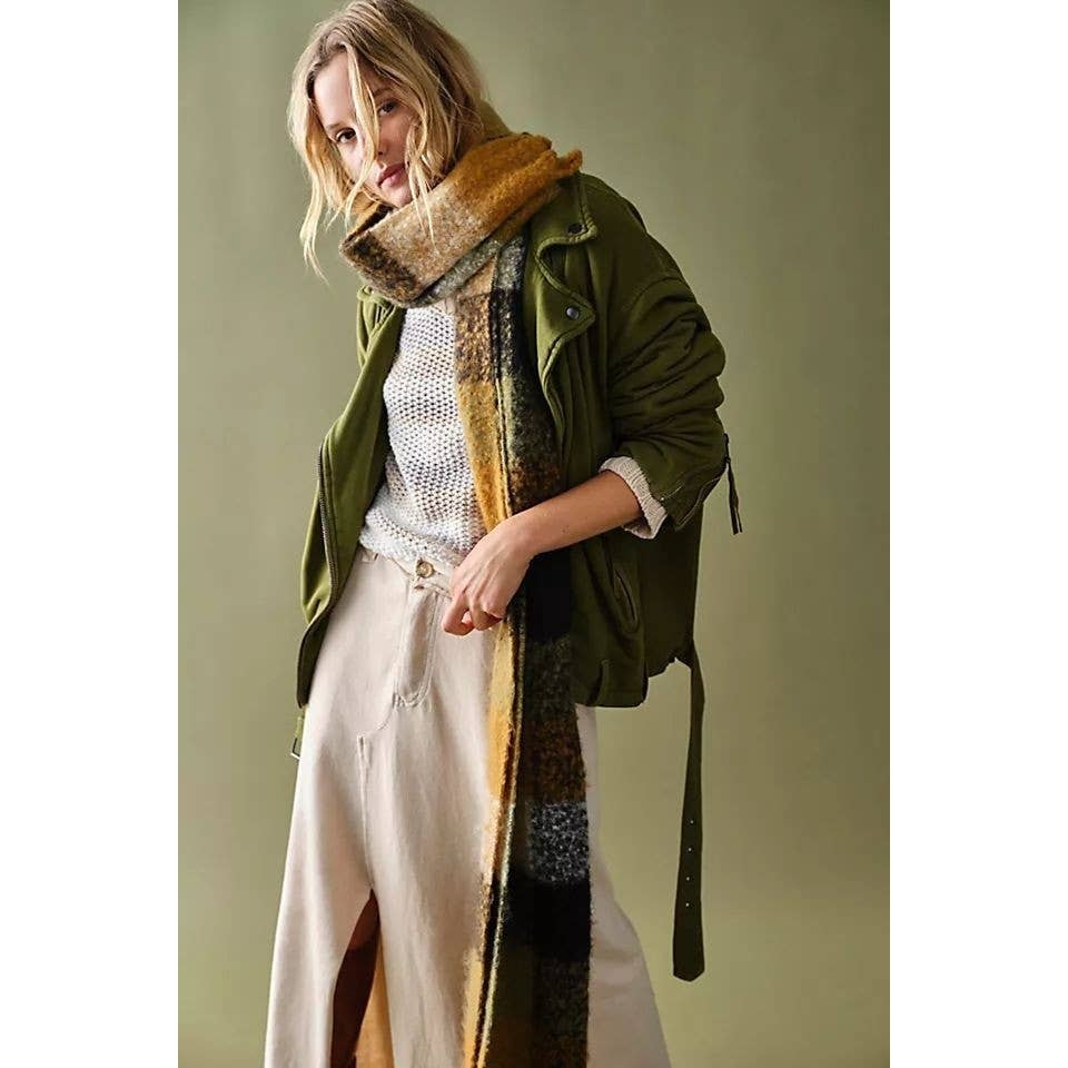 New Free People WTF Rebel Rebel Knit Moto Jacket $198 SMALL Olive Oversized