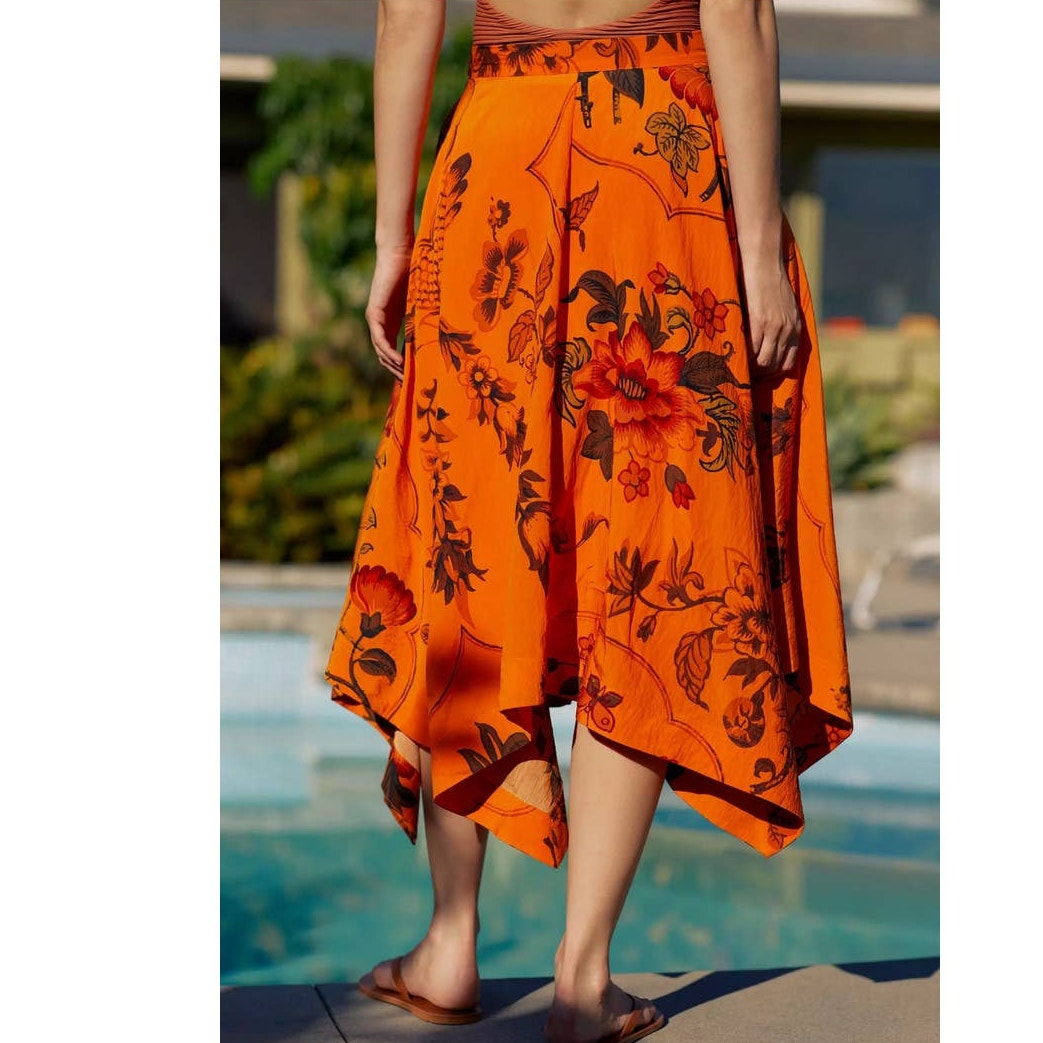 New Anthropologie Asymmetrical Floral Midi Skirt  $170 SIZE 2