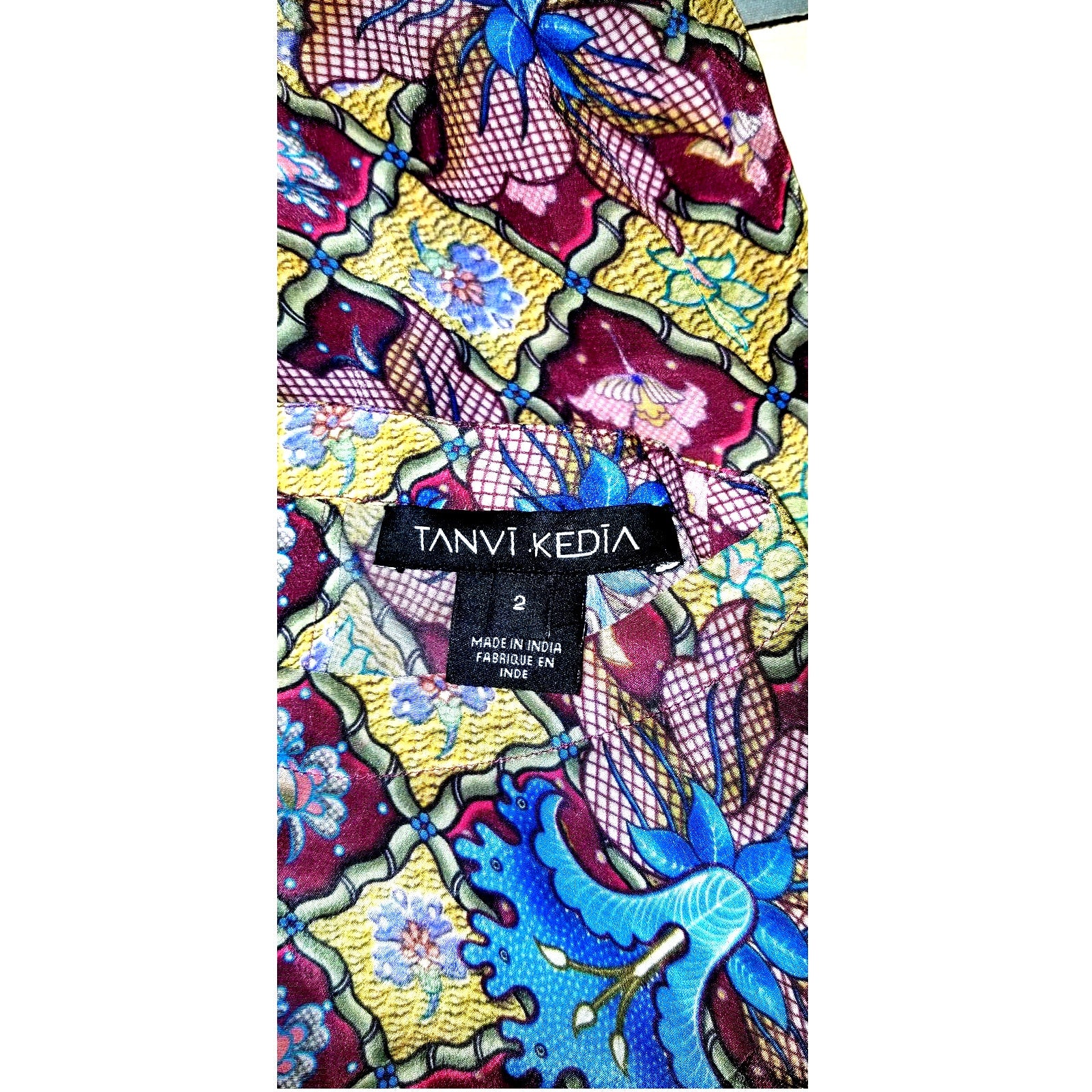 New Anthropologie Selene Geometric Long-Sleeve Blouse by TANVI KEDIA  Sz 2 Geo