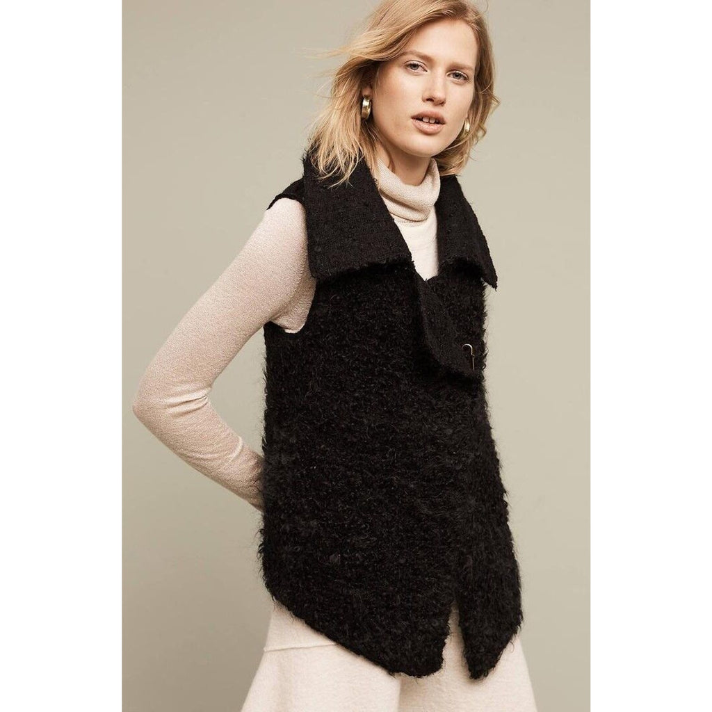 New Anthropologie Sleeping On Snow Tavan Black Wool Blend Vest Sz XS-$148 Mohair