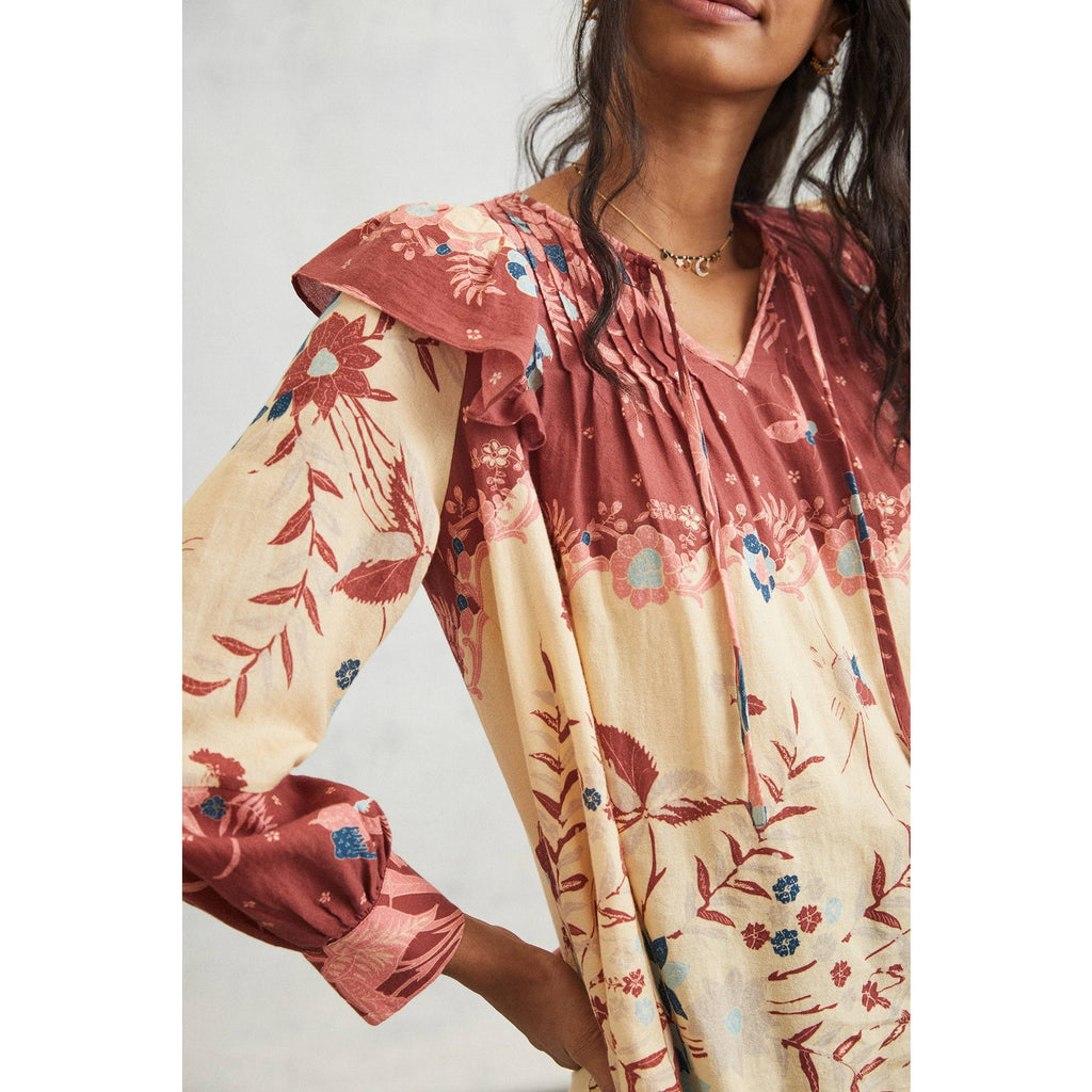 New Anthropologie Othilia Thessaly Ruffled Floral Long Sleeve Blouse $158 SMALL