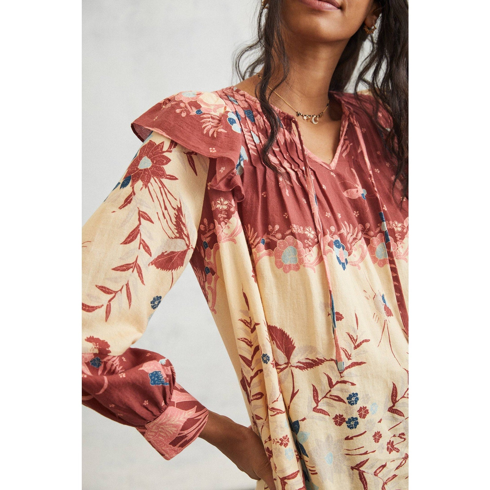 New Anthropologie Othilia Thessaly Ruffled Floral Long Sleeve Blouse $158 SMALL