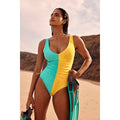 Free People Solid & Striped Lucia Colorblocked One-Piece Swimsuit SMALL Free People