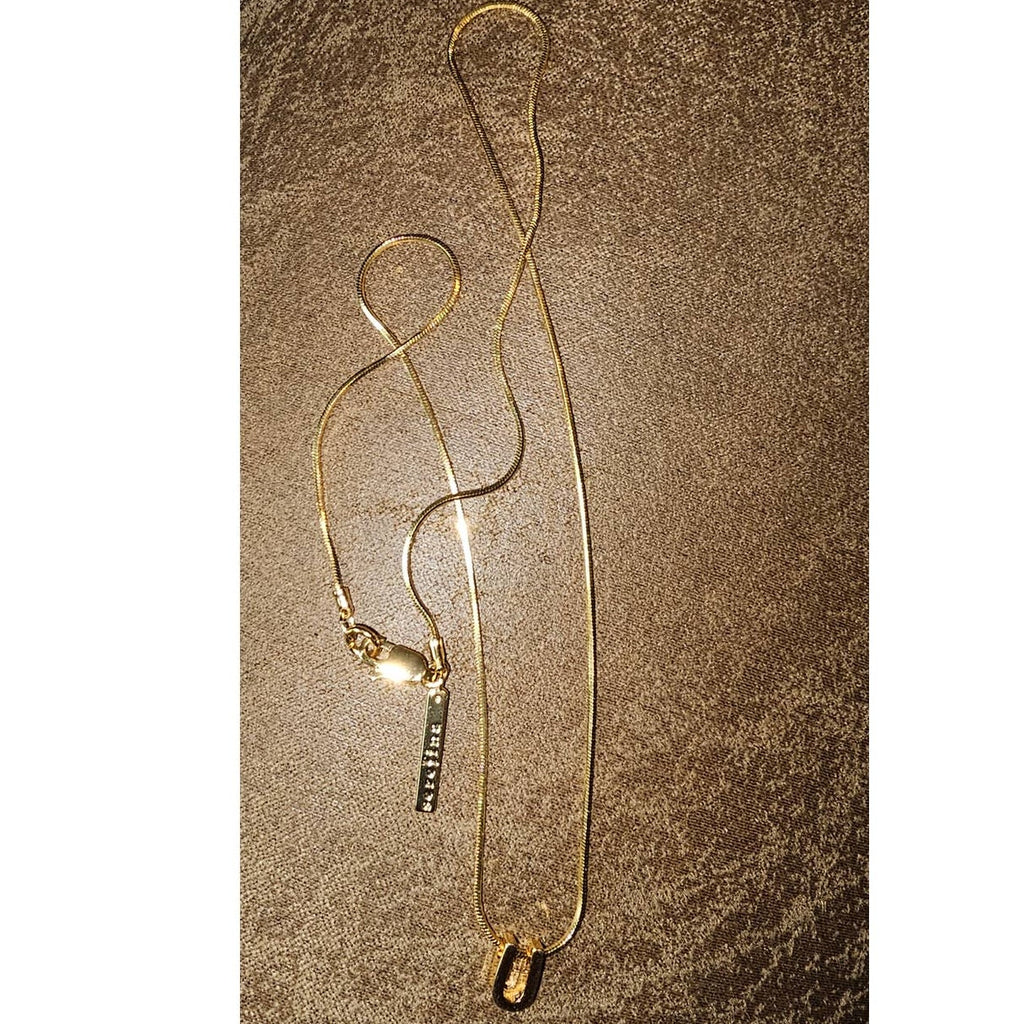 New Anthropologie Serefina Dainty Monogram 14K Gold Plated Necklace "U"  $60