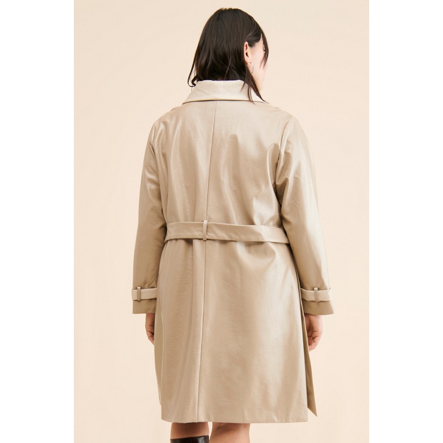 New Anthropologie Colorblock Vegan Leather Trench Coat $250 PLUS 2X