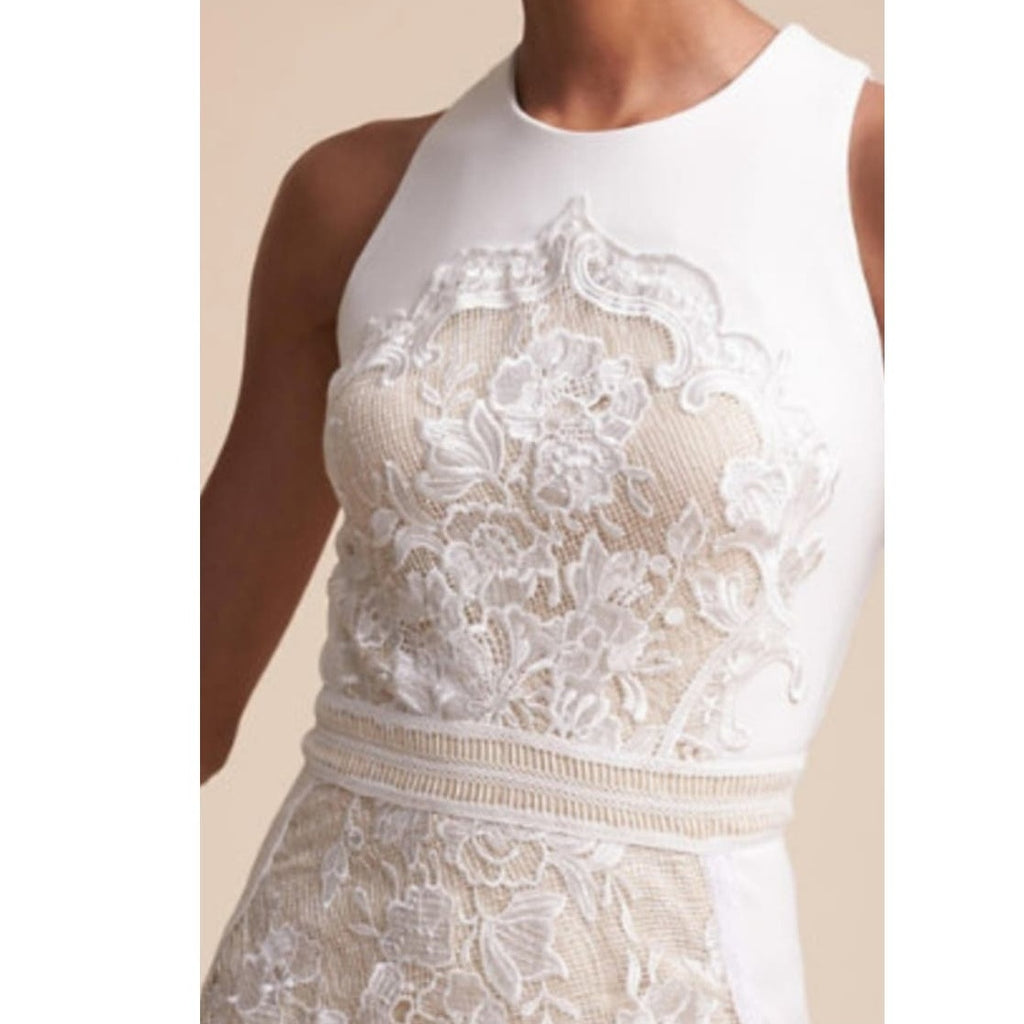 New Anthropologie James Coviello Ashbury Dress BHLDN $220 SIZE 8 Ivory/Nude