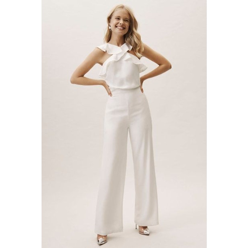 Anthropologie x ML Monique Lhuillier Bissel Jumpsuit Sz 2 Bridal White BHLDN
