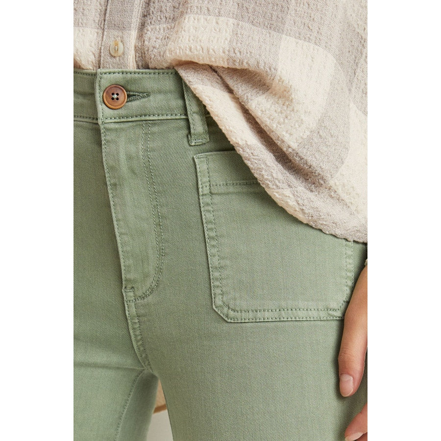 New Anthropologie Pilcro Patch Pocket Skinny Jeans $128 SIZE 28 Green Ankle Crop