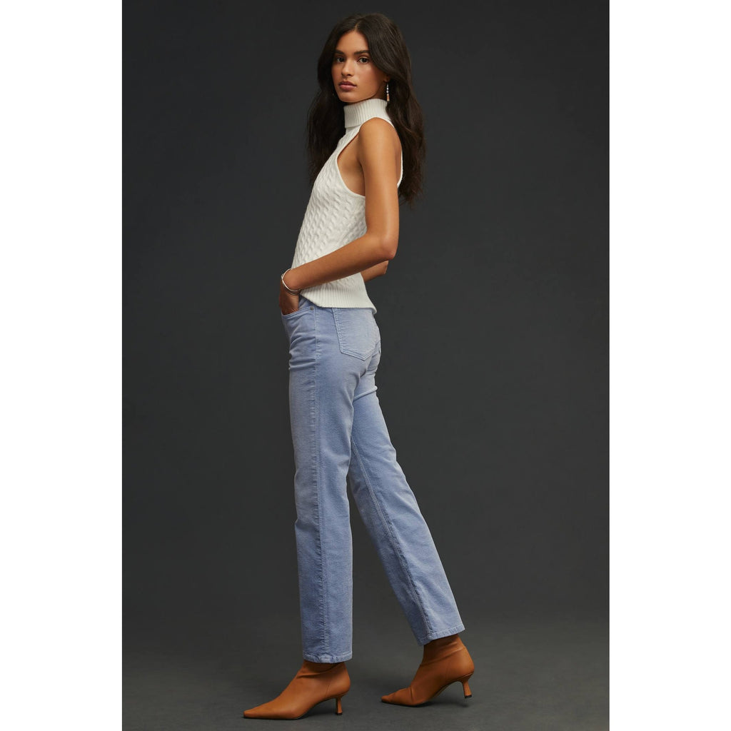 New Anthropologie The Yaya Mid-Rise Crop Flare Corduroy Jeans 23T Blue $148