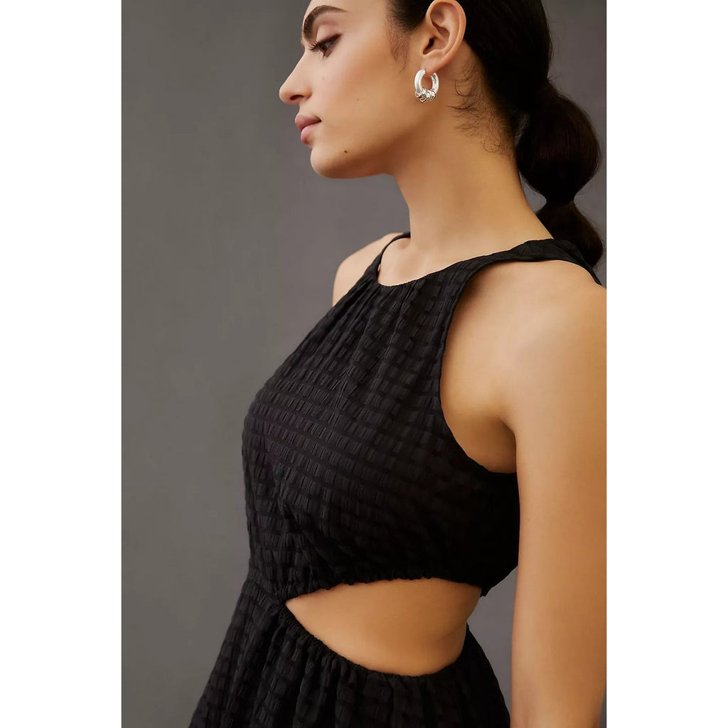 New Anthropologie Maeve Textured A-Line Mini Dress $170 SMALL Black