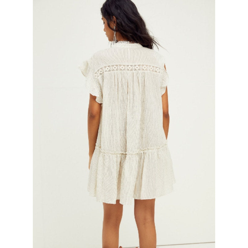 New FREE PEOPLE  Baby Blues Tunic $128 SMALL Ivory Semi-Sheer Mini Cotton