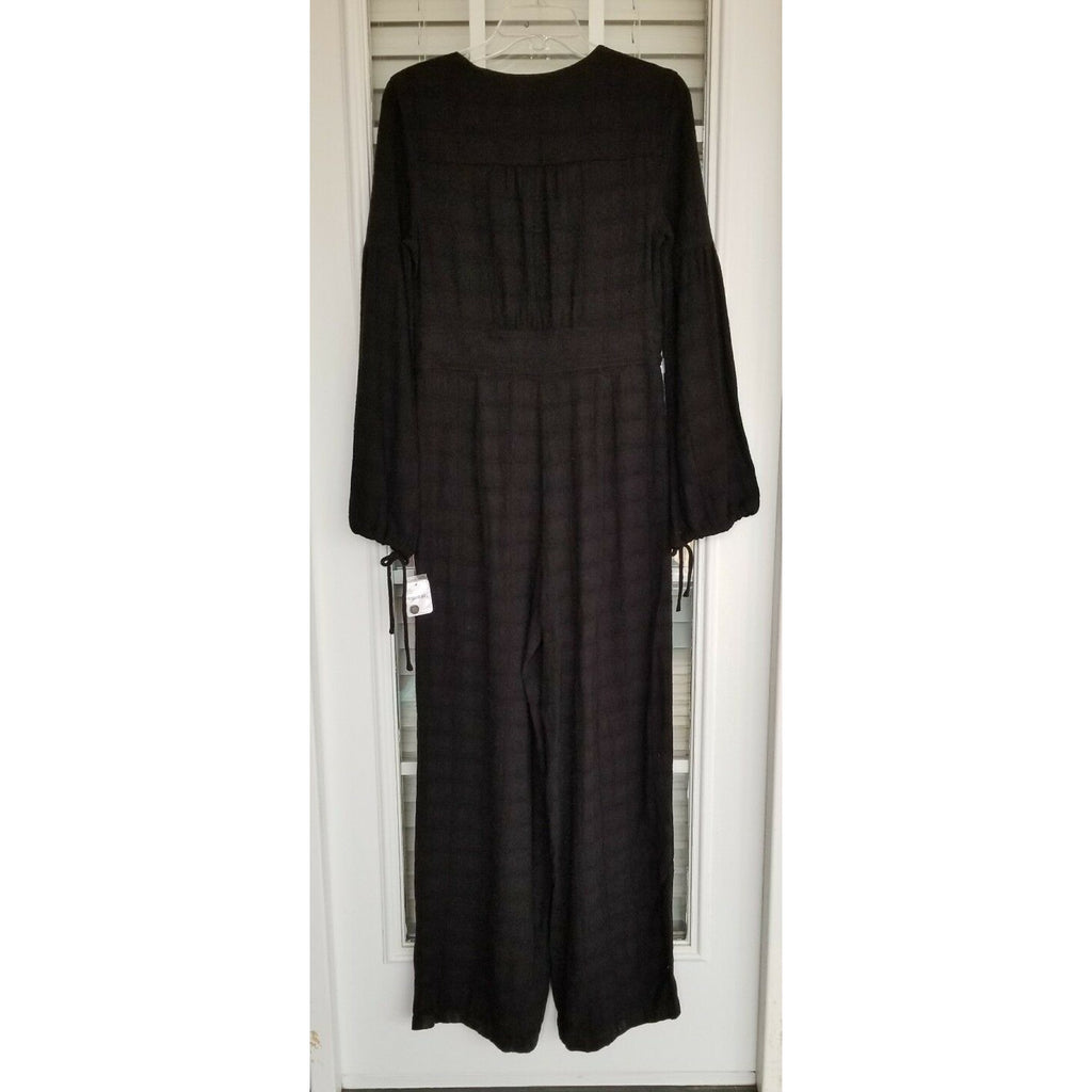 New Free People True Lovin Linen One-piece Jumpsuit Retail $128 Black