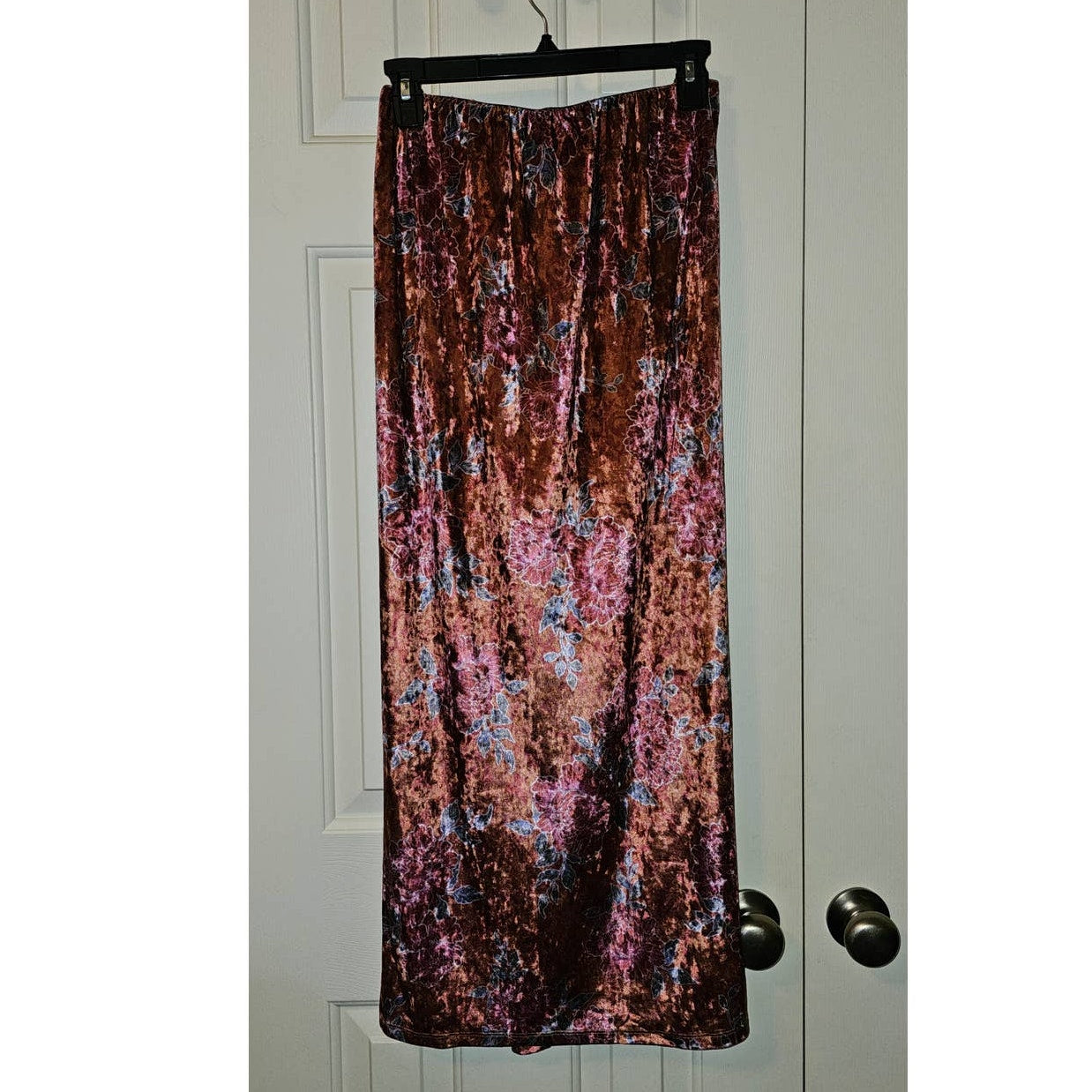New Free People Poets Velvet Sarong Floral Midi Skirt $128 SMALL Rust