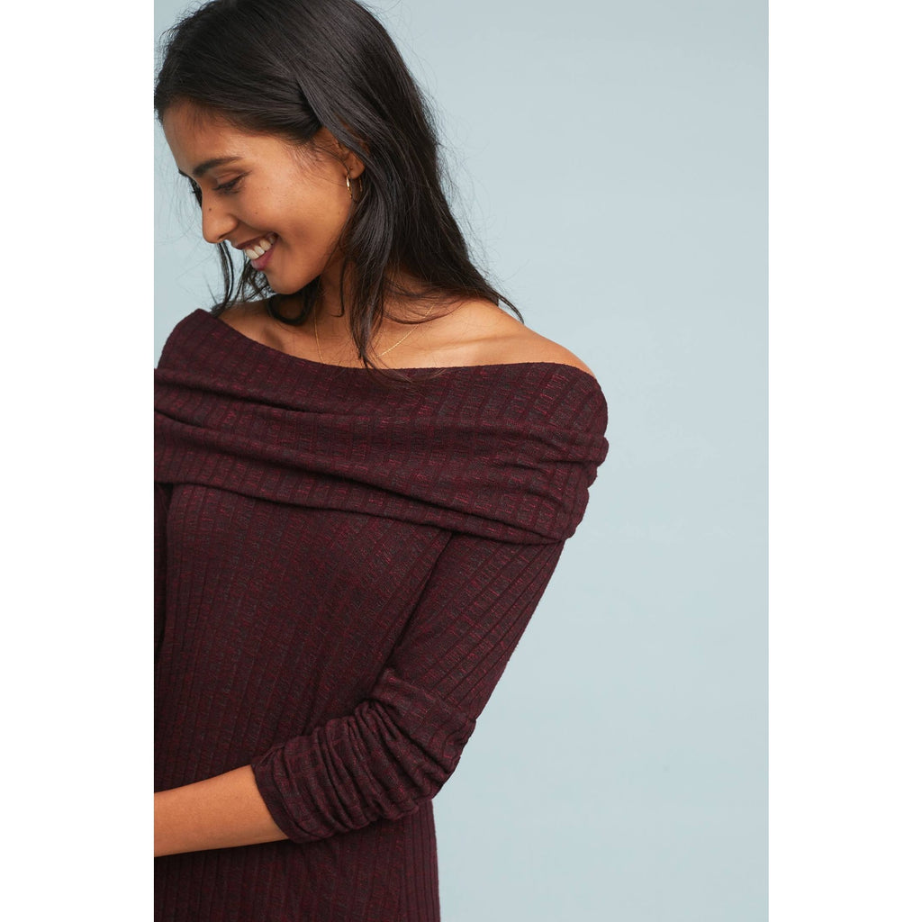 New Anthropologie Michael Stars Off-The-Shoulder Tunic Dress $138 SMALL Wine