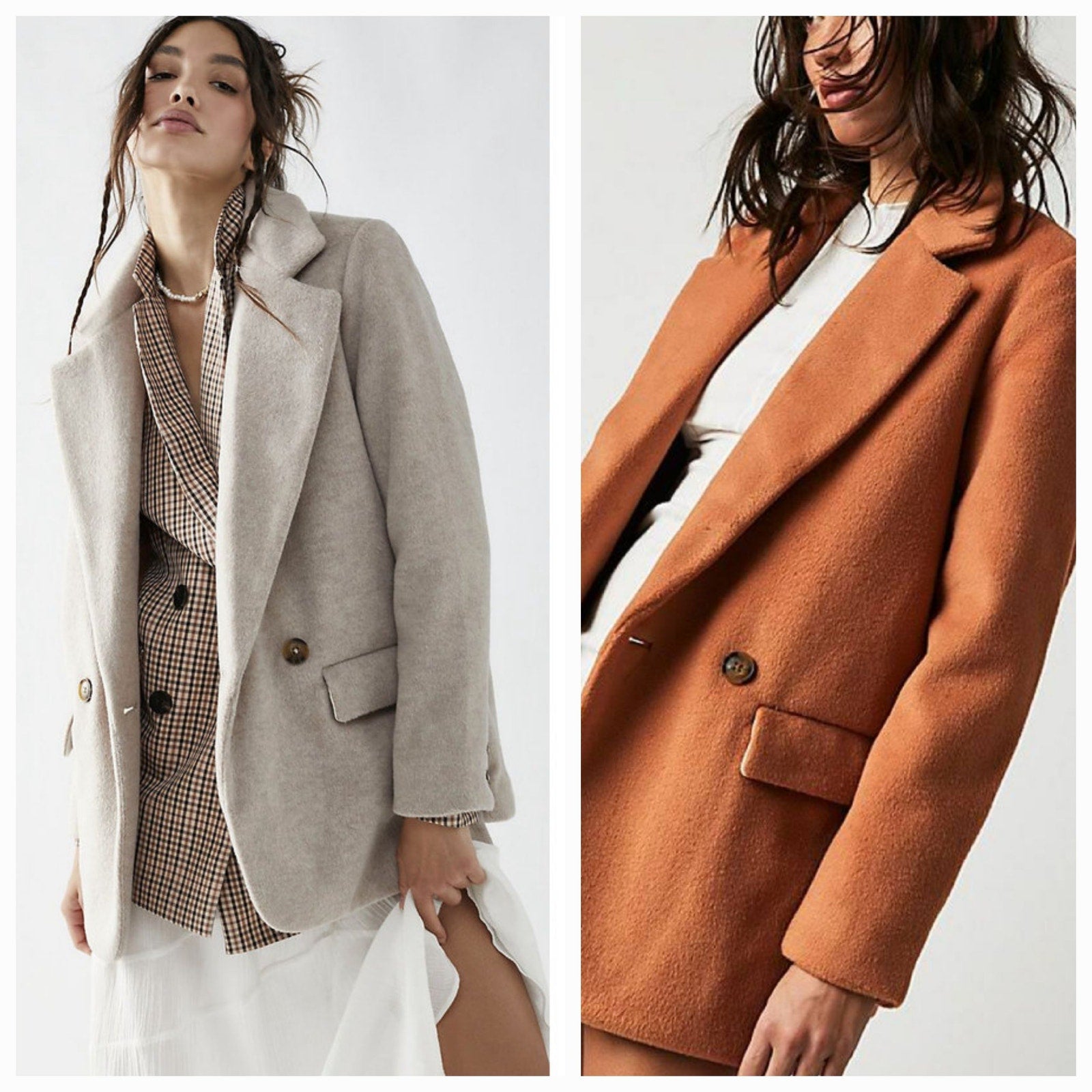 New Free People Mari Solid Peacoat Button Blazer $188 LARGE Terracotta Oversized