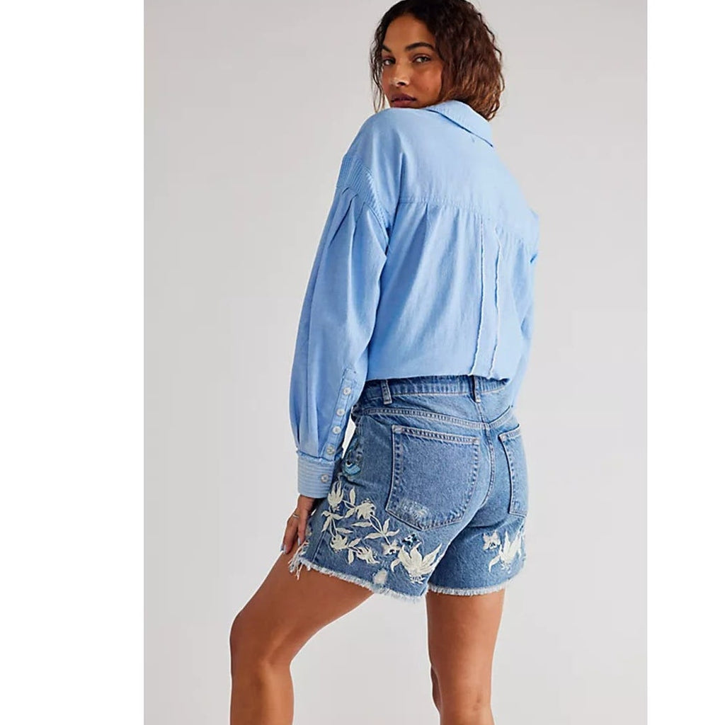 New FREE PEOPLE You're My Butterfly Embroidered Shorts CUTOFFS $198 SIZE 24