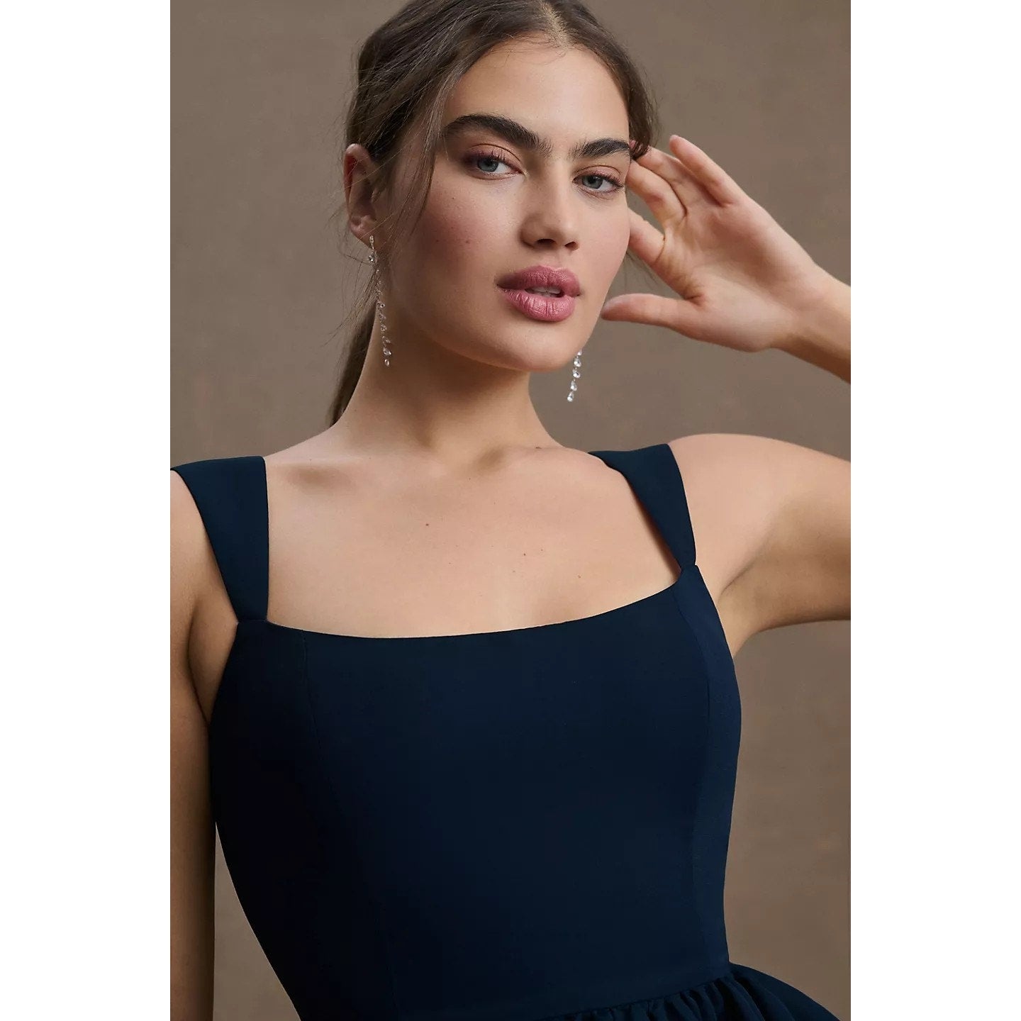 New Anthropologie Blaine Square-Neck Taffeta A-Line Midi Dress $268 SIZE 8 Blue