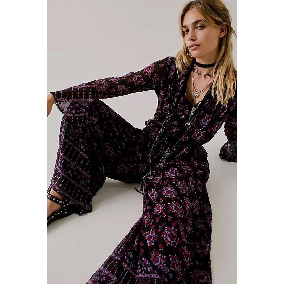 Anna Sui Cassiel Abstract Floral Jumpsuit