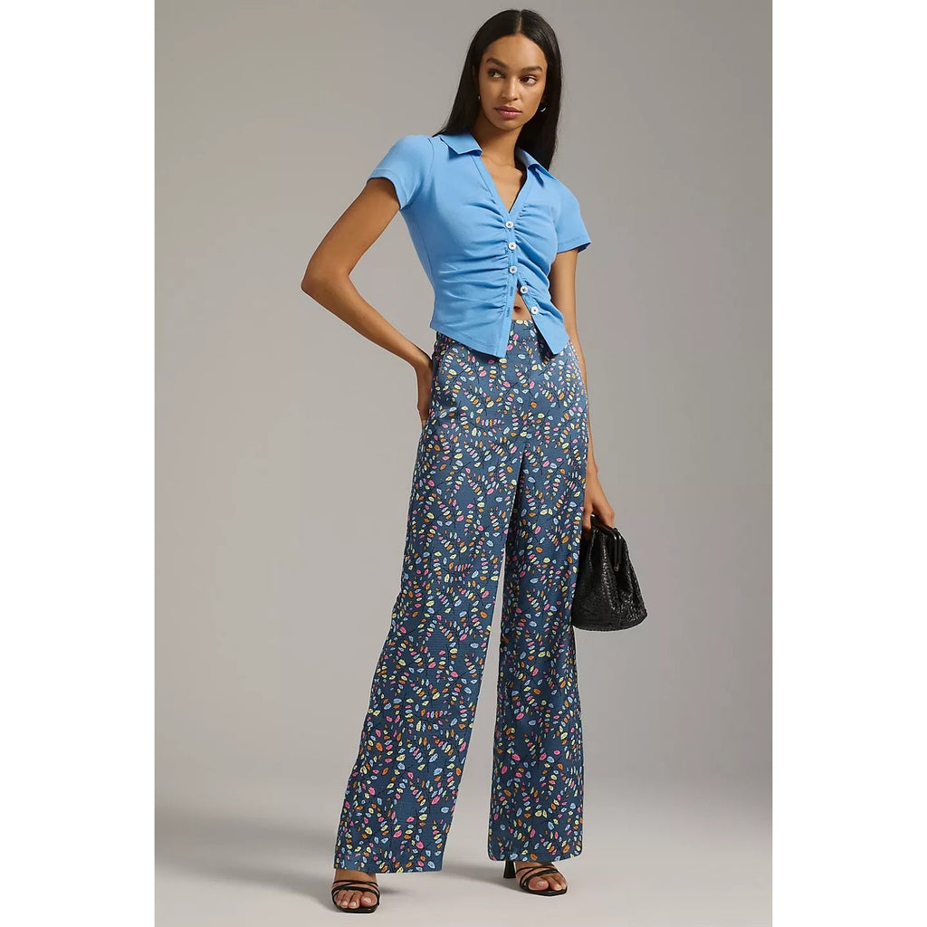 New Anthropologie Stella Nova Orli Wide-Leg Pants $199 Blue EU36 US SMALL