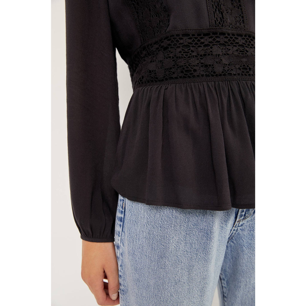 New Anthropologie Wynonna Lace Blouse by Daniel Rainn  $138 X-SMALL Black