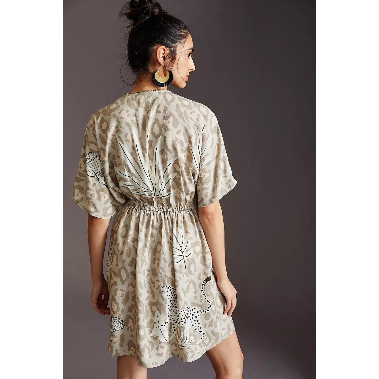 New Anthropologie Bl-nk Micro Kaftan $134 ONESIZE (S/M) Mini Dress Smocked