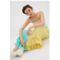 New Anthropologie Eva Franco Lynsey Gingham Maxi Skirt $168  SMALL  Yellow & Green