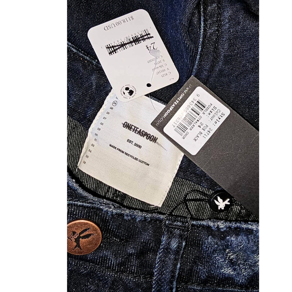 Free People One Teaspoon STREET WALKER Denim Shorts $118 Size 24 Fox Black
