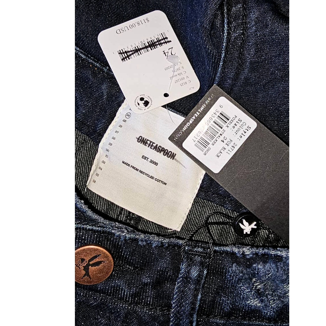 Free People One Teaspoon STREET WALKER Denim Shorts $118 Size 24 Fox Black