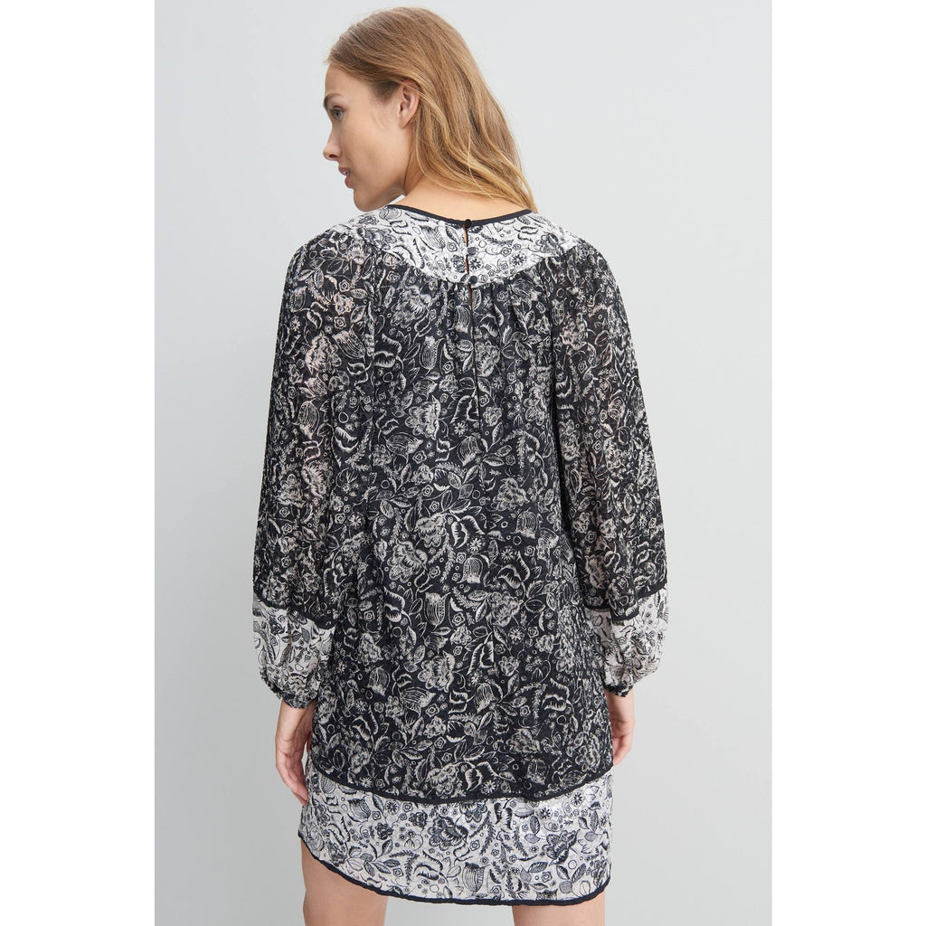 New Anthropologie Susanne Floral Tunic Mini Dress $168  X-SMALL Black and White